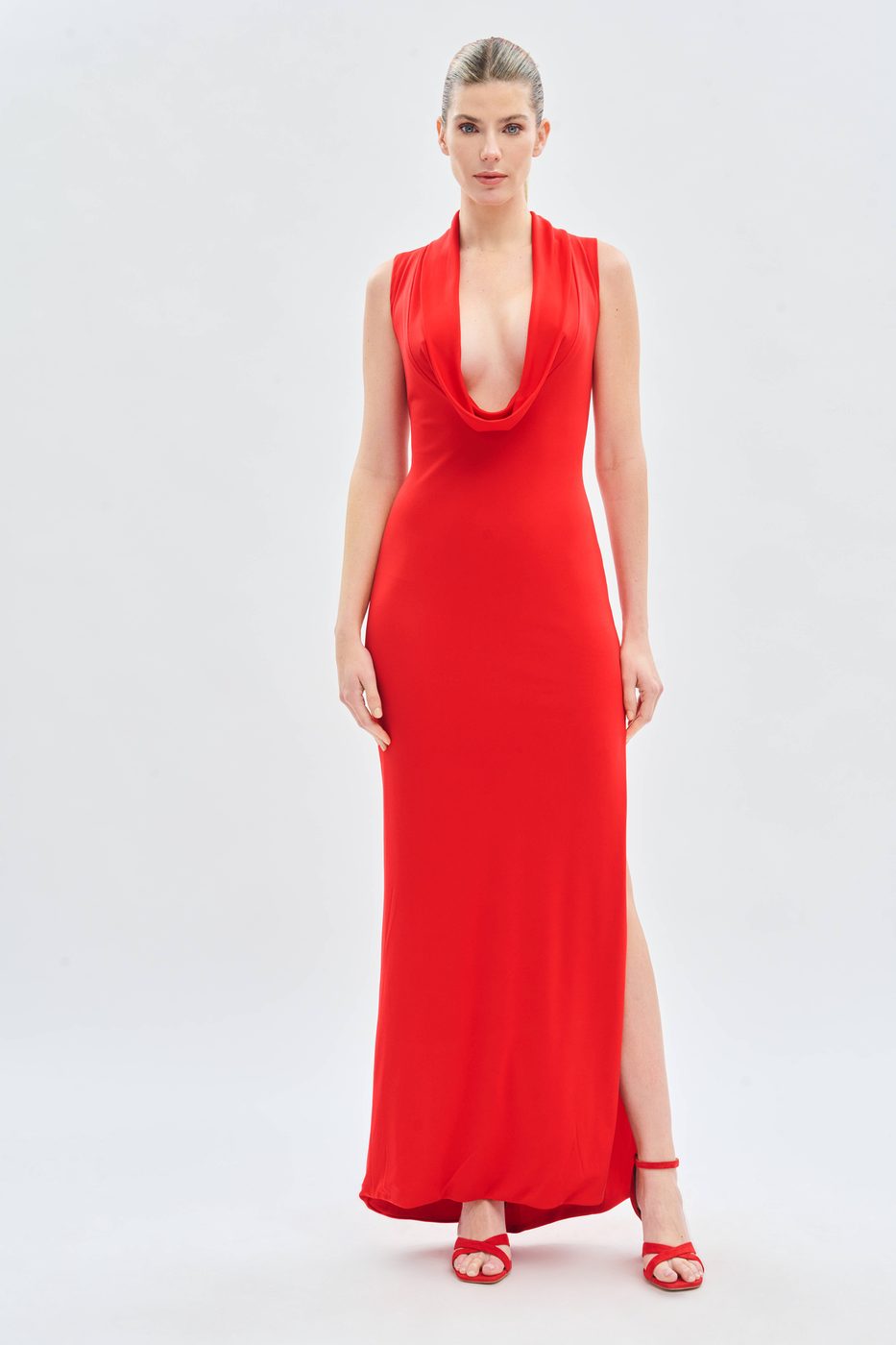 VESTIDO FIESTA ESCOTE DRAPEADO — imagen 2