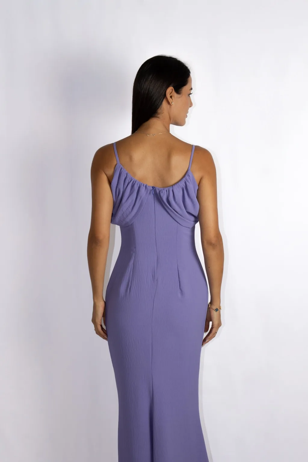 Vestido Largo Violeta - Escote Drapeado de Kimona by JP — vista 2