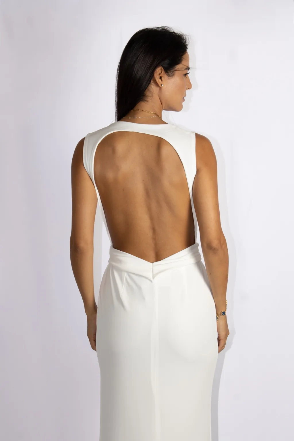 Vestido Largo Blanco - Escote en V de Kimona by JP — vista 2