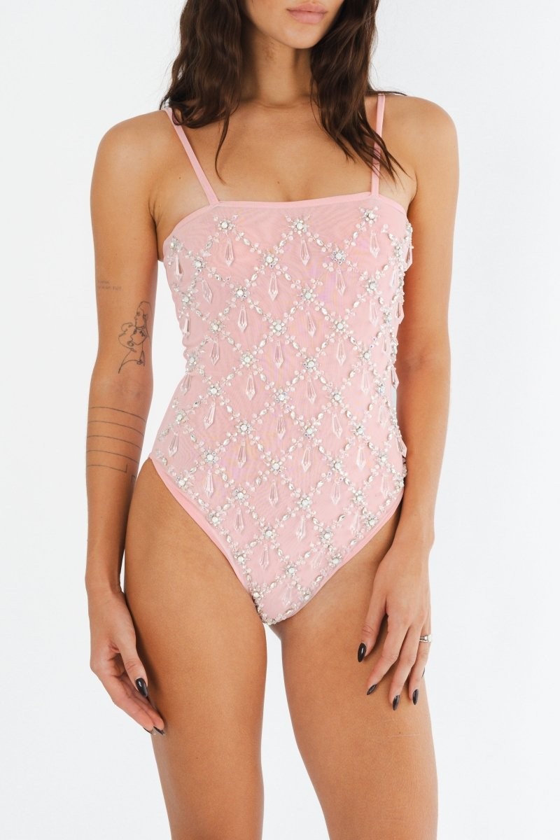 Calliope Thin Straps Swimsuit — L · Pink