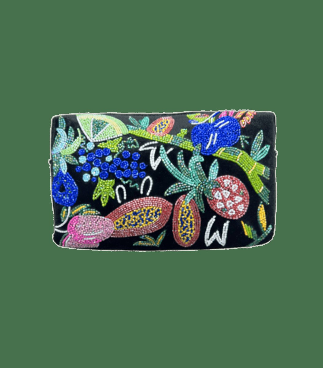 Carmensita Hand Embroidered Makeup Bag Christina Milian — O/S · Black